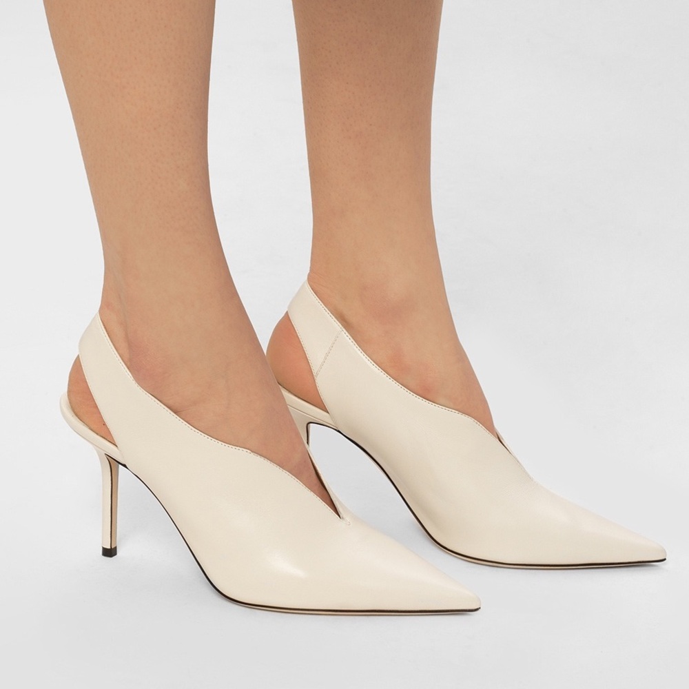 Jimmy Choo Saise 85 heels pump latte nappa leather 35.5/5.5 NWT